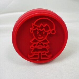 Wooden Handled Cookie Biscuit Christmas Red Elf Silicone Stamp Great Gift